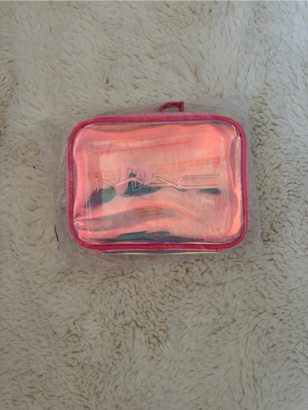 Mac cosmetics Clear holographic Pink Travel Toiletry/cosmetic Pouch